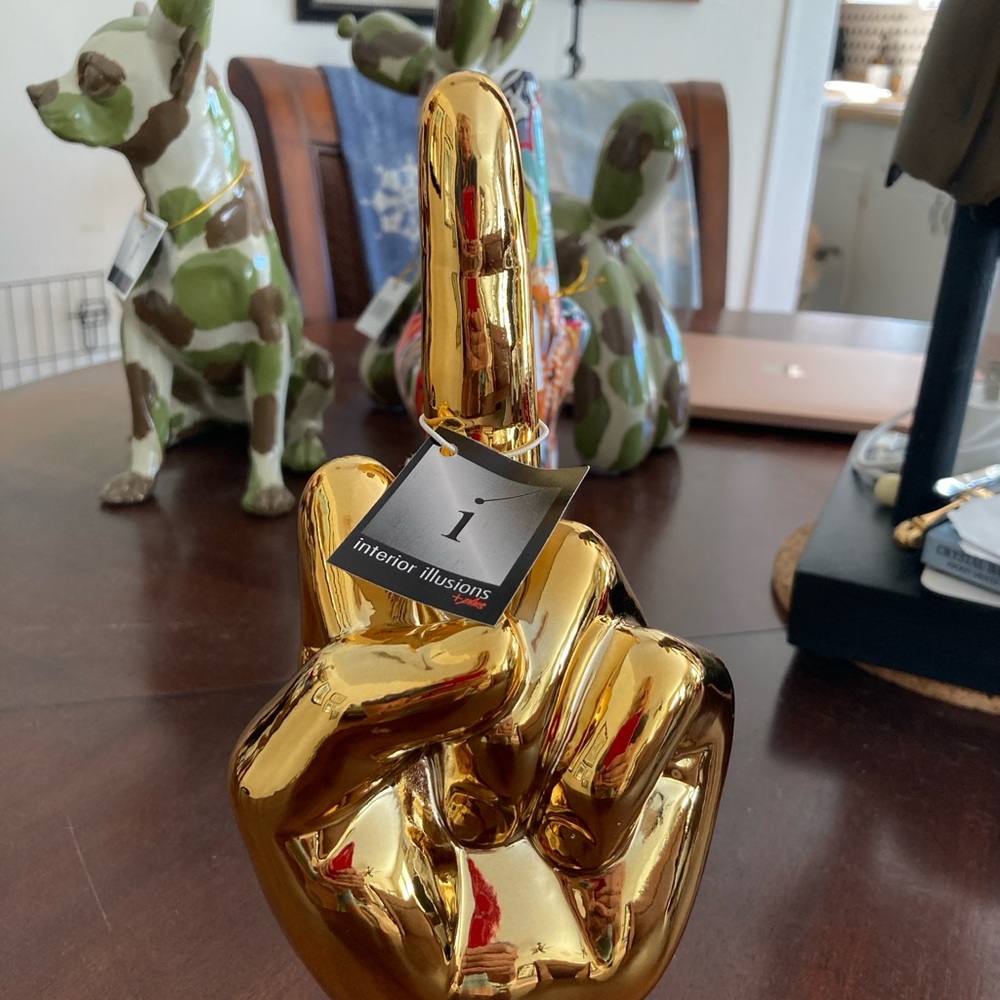 Interior Illusions Plus Gold Middle Finger Tabletop - 9" tall